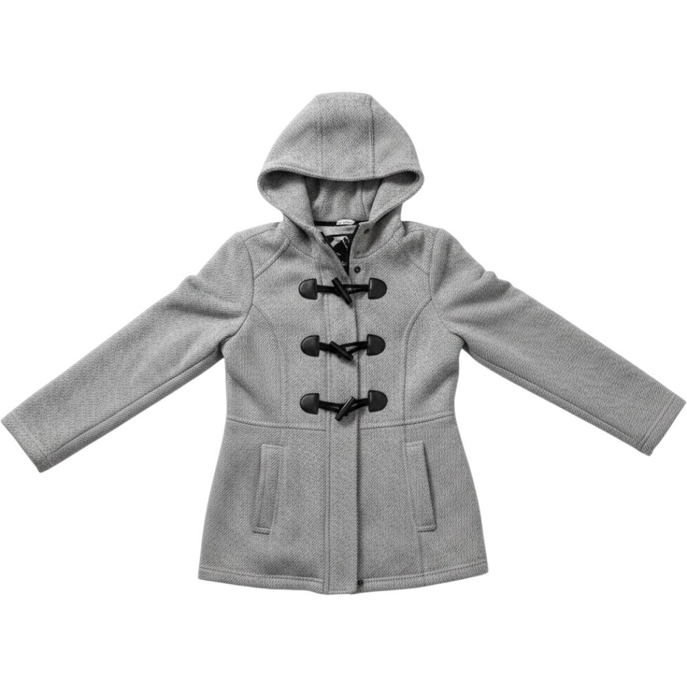 Sebby Collection Grey Twill Hooded Toggle Coat Jacket Women Small S/P